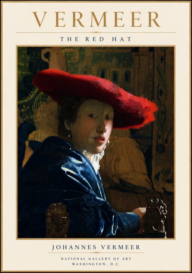 Vermeer The Red Hat No5 - Juliste