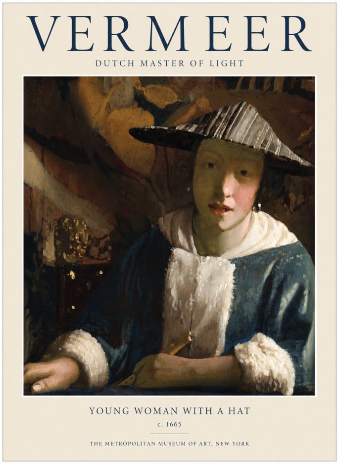 Vermeer Young Woman with a Hat No1 - Juliste