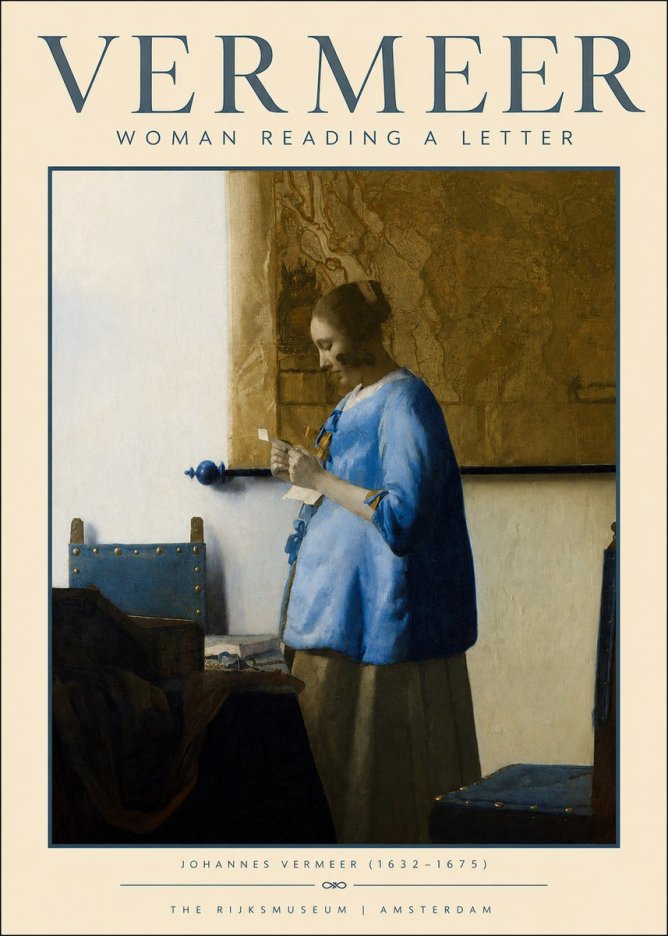 Vermeer Woman Reading a Letter No2 - Juliste