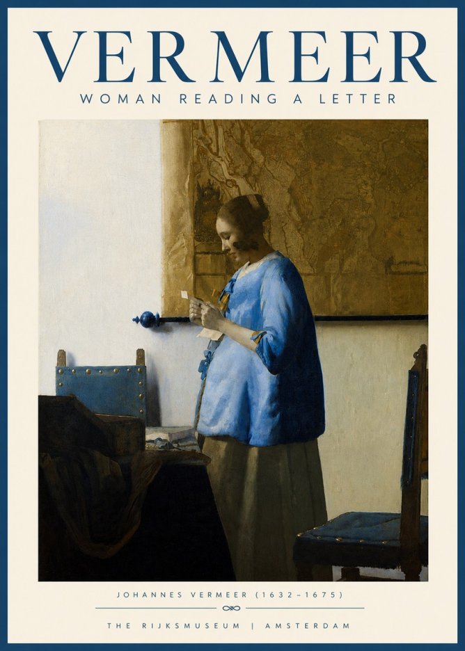 Vermeer Woman Reading a Letter No3 - Juliste