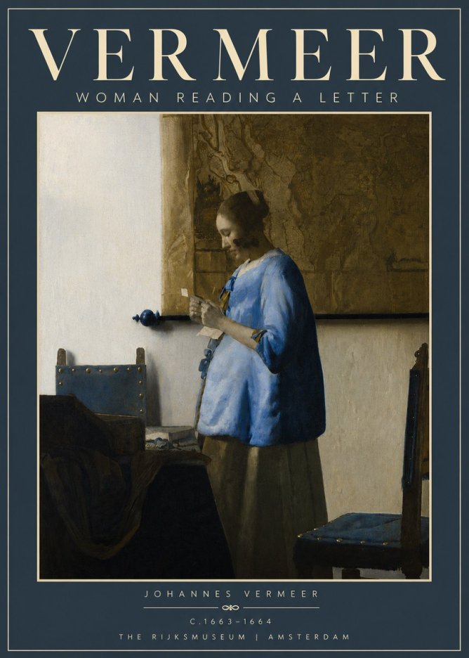 Vermeer Woman Reading a Letter No4 - Juliste