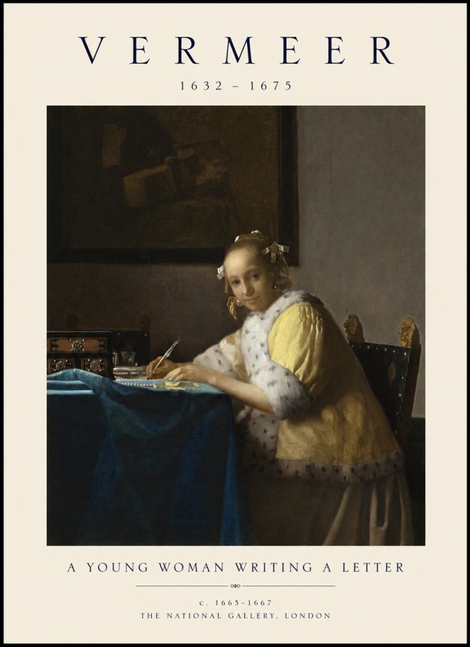 Vermeer A Young Woman Writing a Letter No1 - Juliste