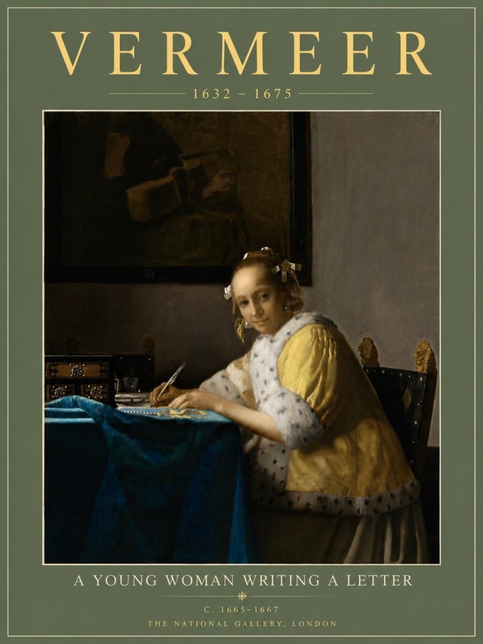 Vermeer A Young Woman Writing a Letter No6 - Juliste