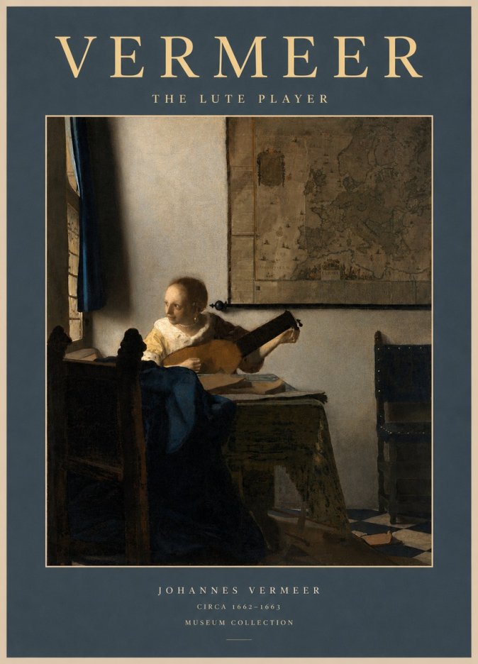 Vermeer The Lute Player No2 - Juliste