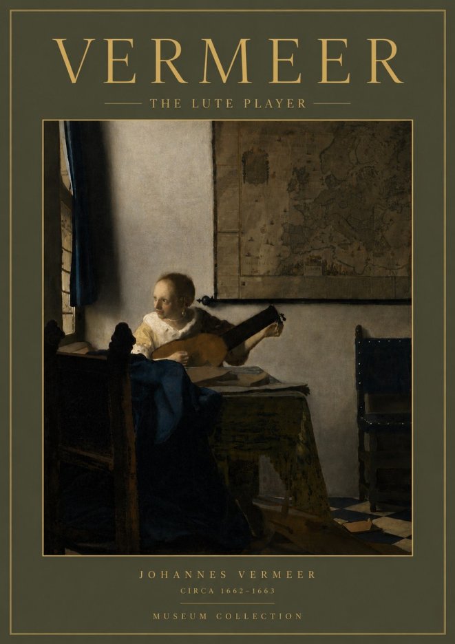 Vermeer The Lute Player No4 - Juliste