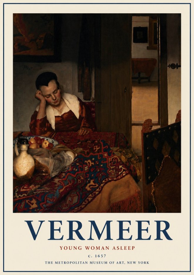 Vermeer Young Woman Asleep No3 - Juliste