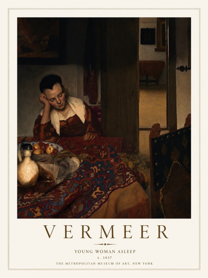 Vermeer Young Woman Asleep No4 - Juliste