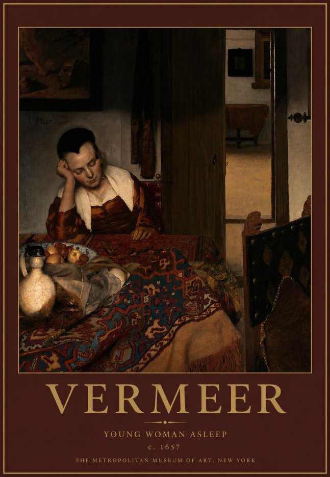 Vermeer Young Woman Asleep No5 - Juliste