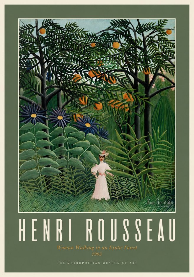 Rousseau Woman Walking in an Exotic Forest No2 - Juliste