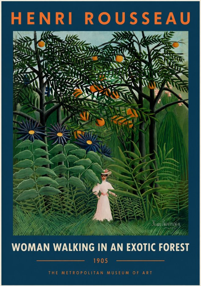 Rousseau Woman Walking in an Exotic Forest No5 - Juliste
