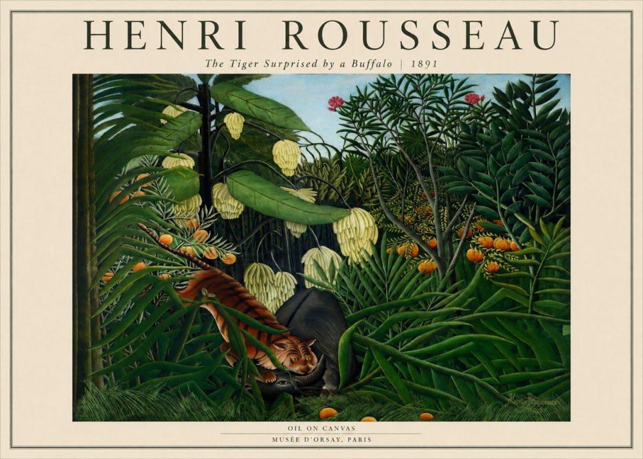 Rousseau The Tiger Surprised by a Buffalo No2 - Juliste