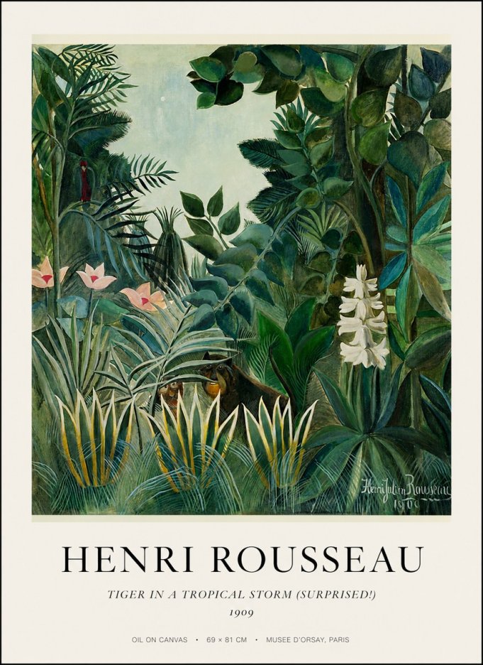 Rousseau Tiger in a Tropical Storm (Surprised!) No1 - Juliste