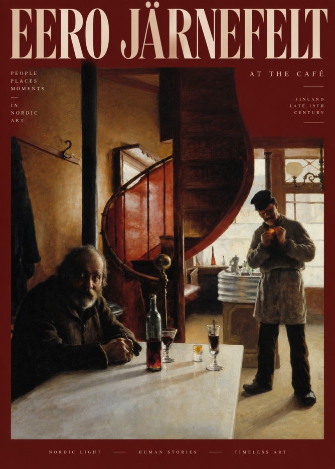 Eero Järnefelt Interior with Two Men No3 - Juliste