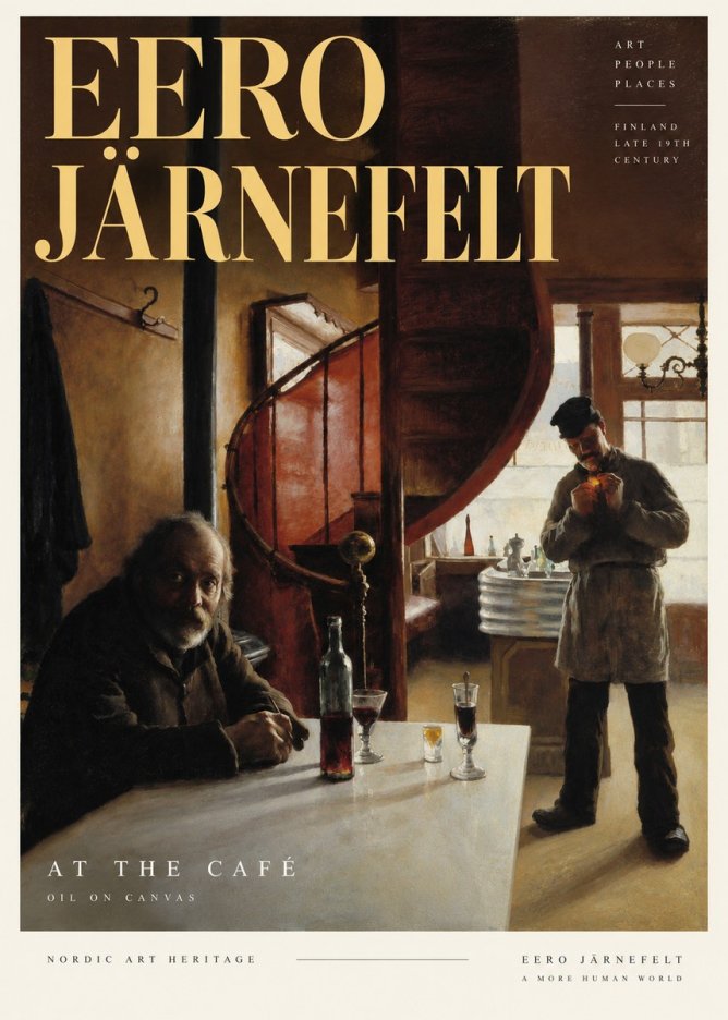 Eero Järnefelt Interior with Two Men No5 - Juliste