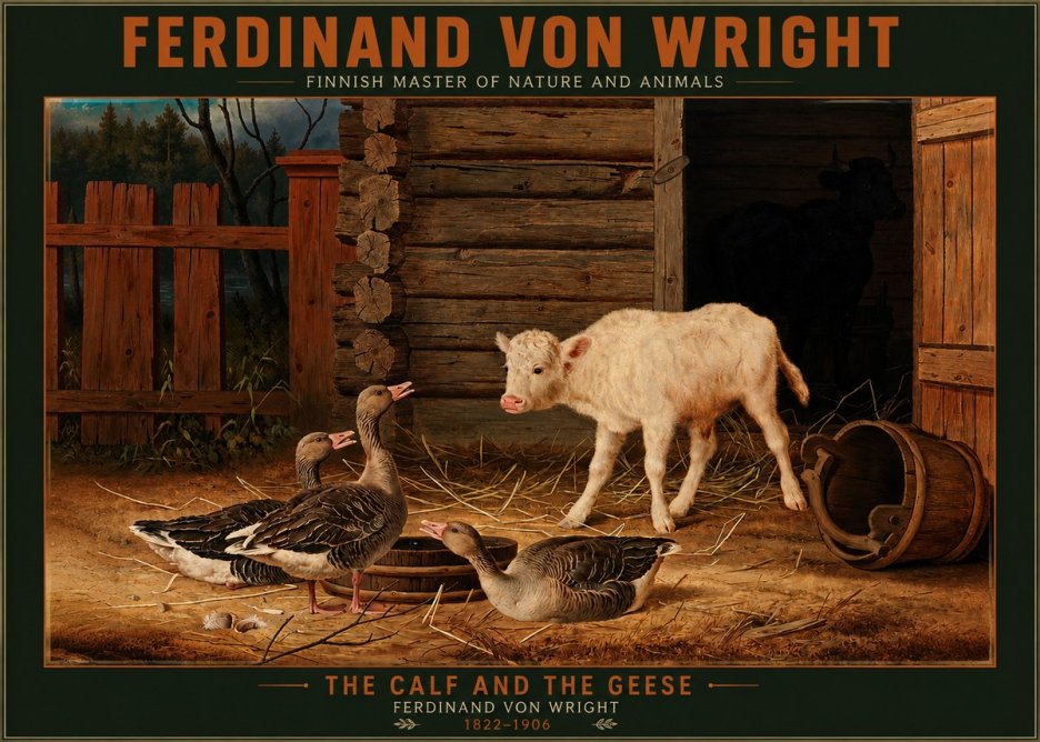 Ferdinand von Wright The Calf and the Geese No2 - Juliste