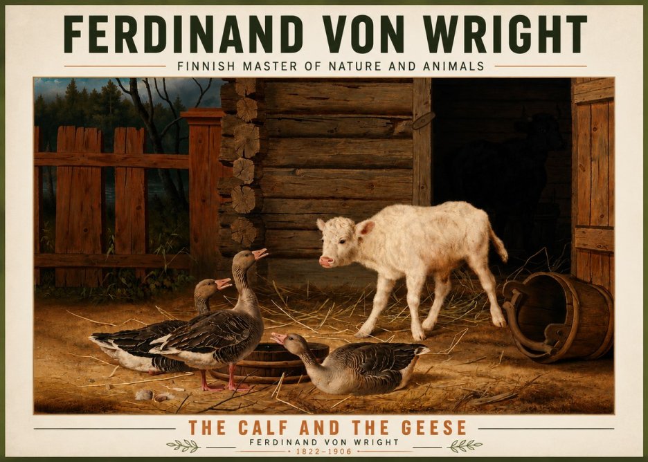 Ferdinand von Wright The Calf and the Geese No5 - Juliste