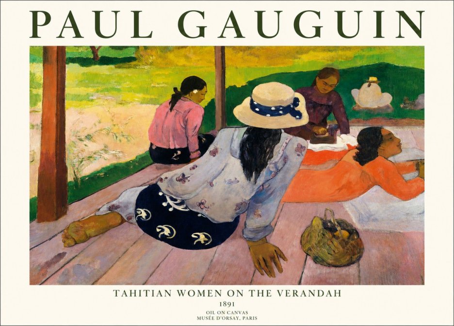 Paul Gauguin Tahitian Women on the Verandah No1 - Juliste