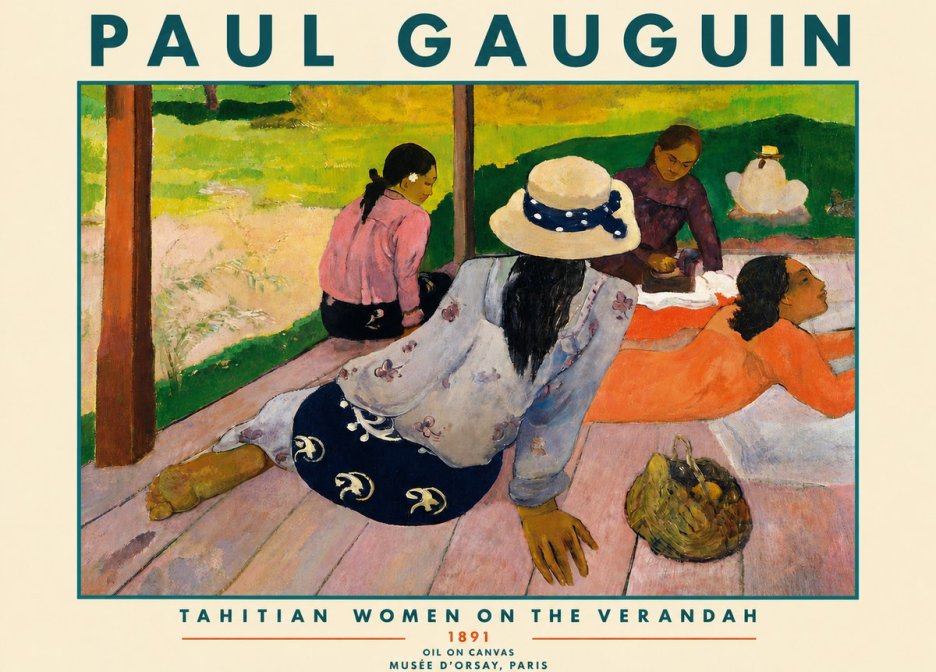 Paul Gauguin Tahitian Women on the Verandah No4 - Juliste