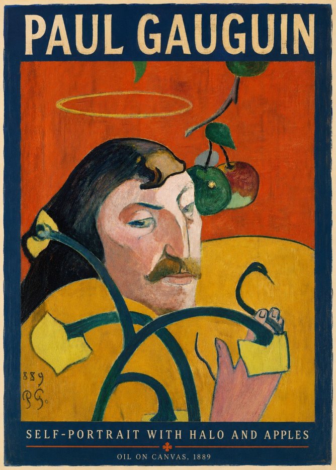 Paul Gauguin Self-portrait with Halo and Apples No4 - Juliste