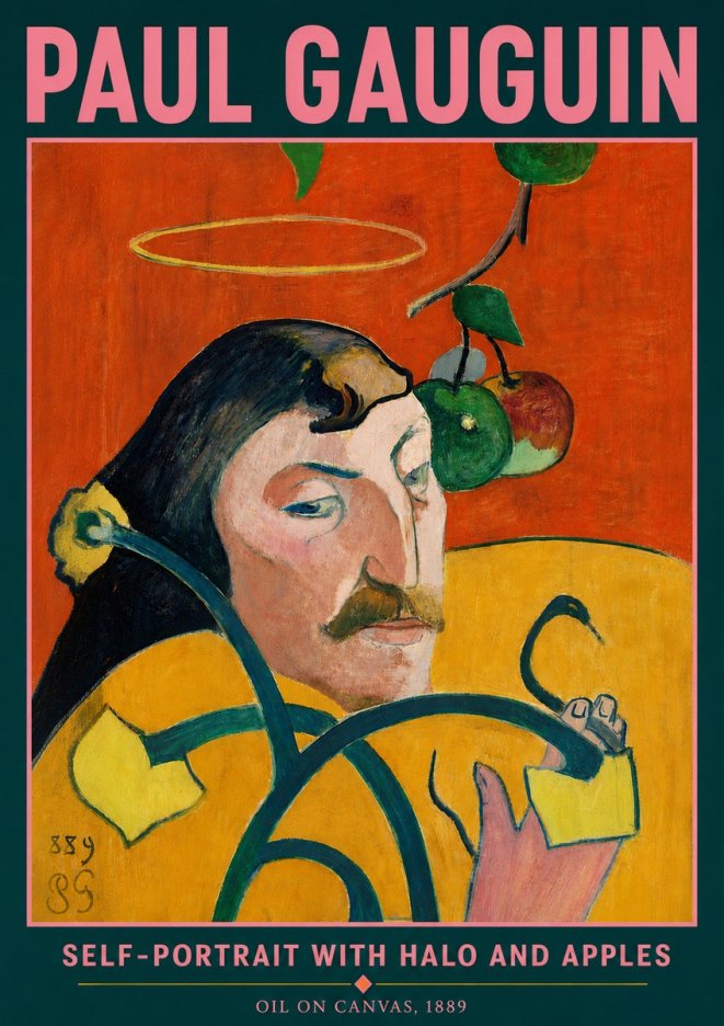 Paul Gauguin Self-portrait with Halo and Apples No5 - Juliste