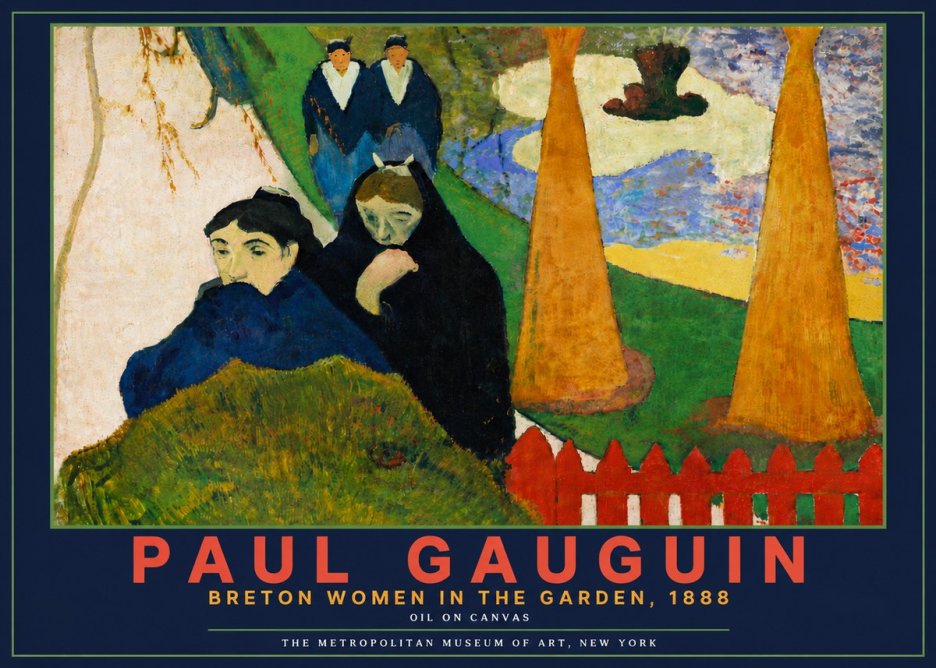 Paul Gauguin Breton Women in the Garden, 1888 No6 - Juliste