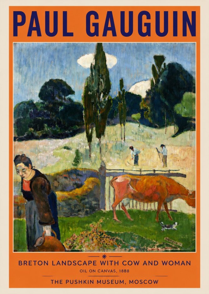 Paul Gauguin Breton Landscape with Cow and Woman No3 - Juliste