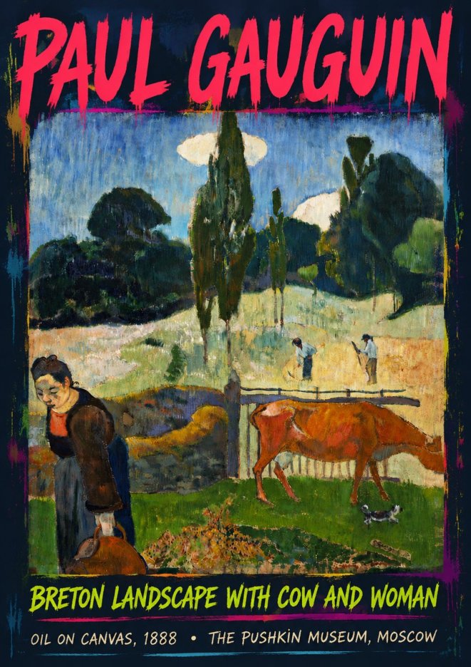 Paul Gauguin Breton Landscape with Cow and Woman No6 - Juliste