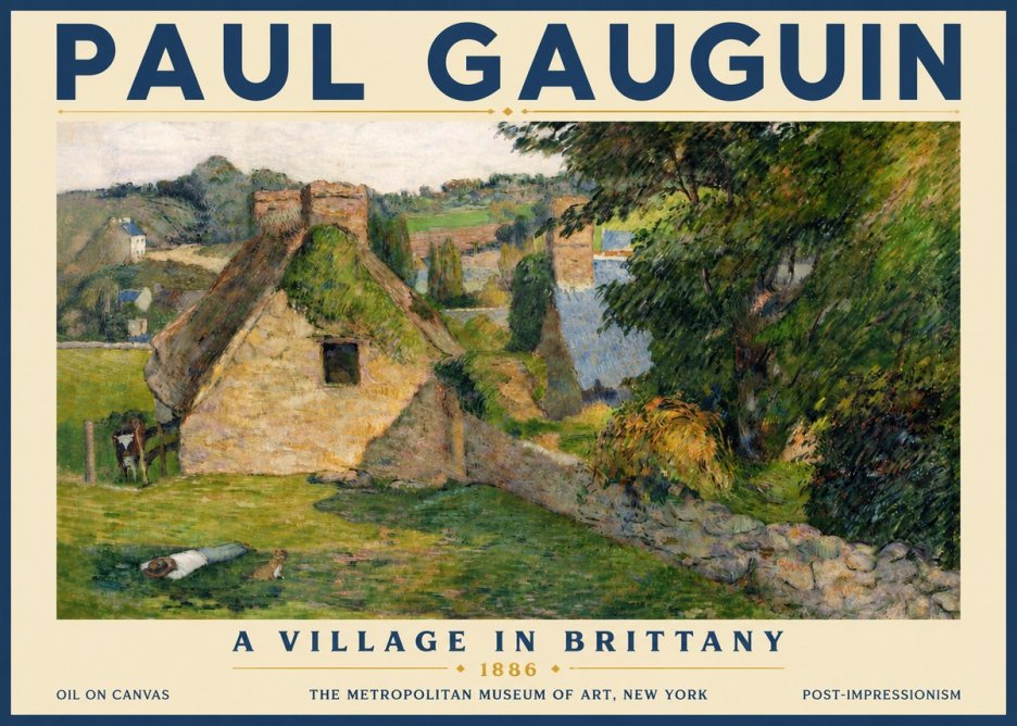 Paul Gauguin A Village in Brittany No5 - Juliste