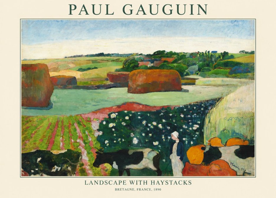 Paul Gauguin Landscape with Haystacks No1 - Juliste