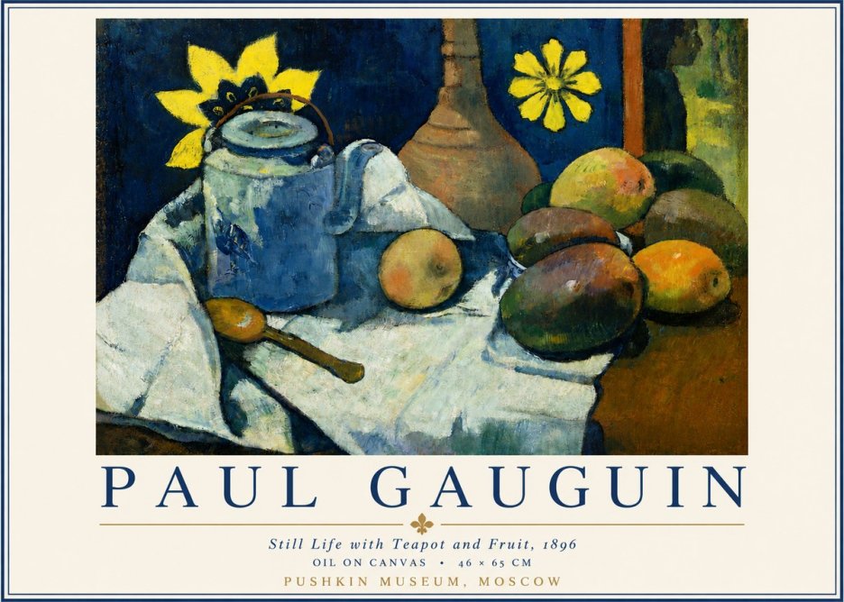 Paul Gauguin Still Life with Teapot and Fruit, 1896 No3 - Juliste