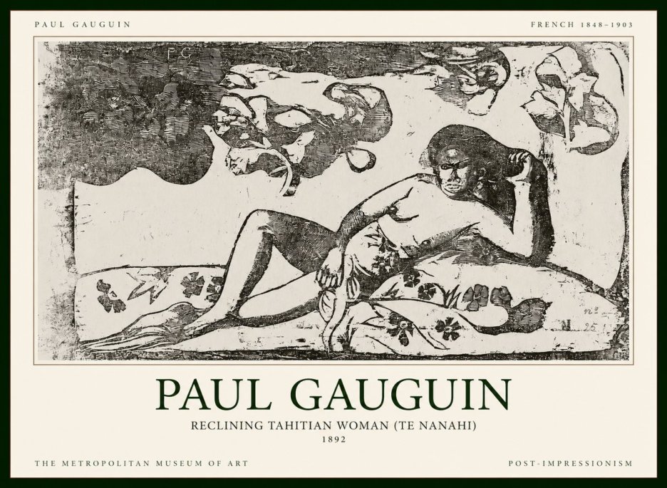 Paul Gauguin Reclining Tahitian Woman (Te Nanahi) No1 - Juliste
