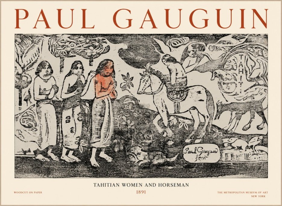 Paul Gauguin Tahitian Women and Horseman No1 - Juliste
