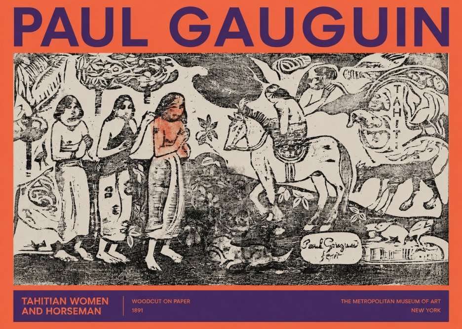 Paul Gauguin Tahitian Women and Horseman No2 - Juliste