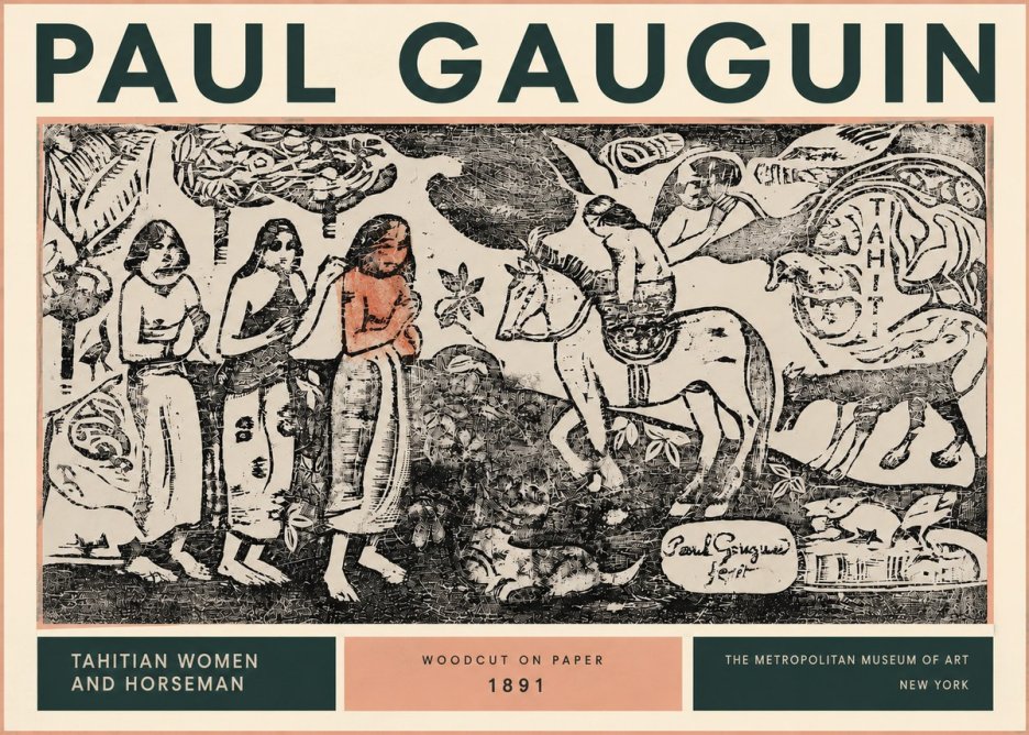 Paul Gauguin Tahitian Women and Horseman No4 - Juliste