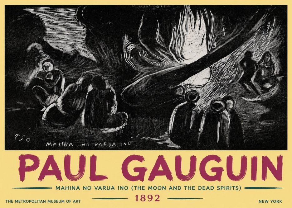 Paul Gauguin Mahina No Varua Ino (the Moon and the Dead Spirits) No6 - Juliste