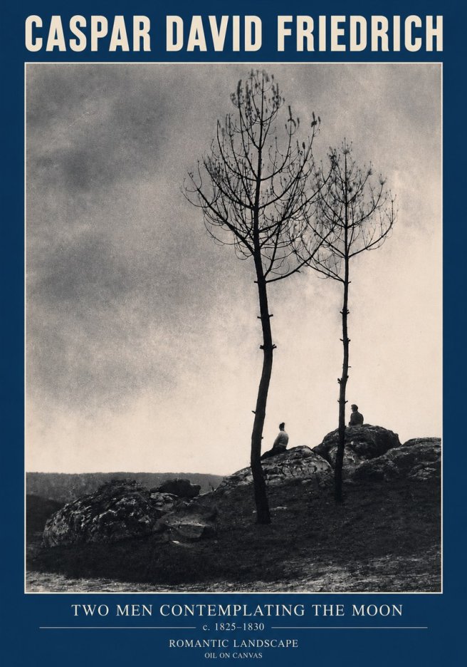 Caspar David Friedrich Two Men Contemplating the Moon III No3 - Juliste