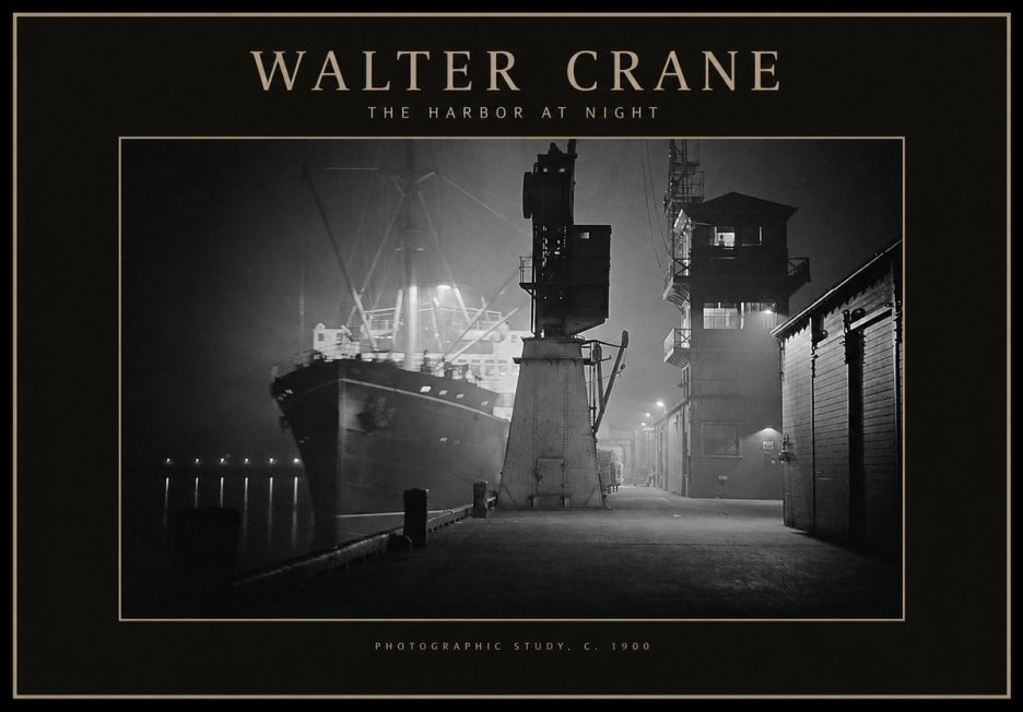 Walter Crane The Harbor at Night No1 - Juliste
