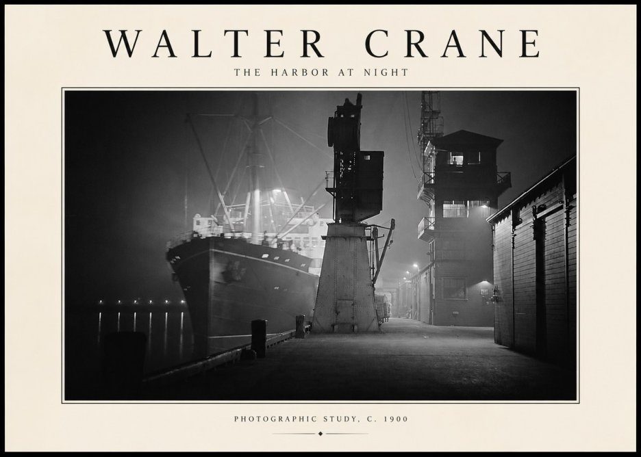 Walter Crane The Harbor at Night No2 - Juliste
