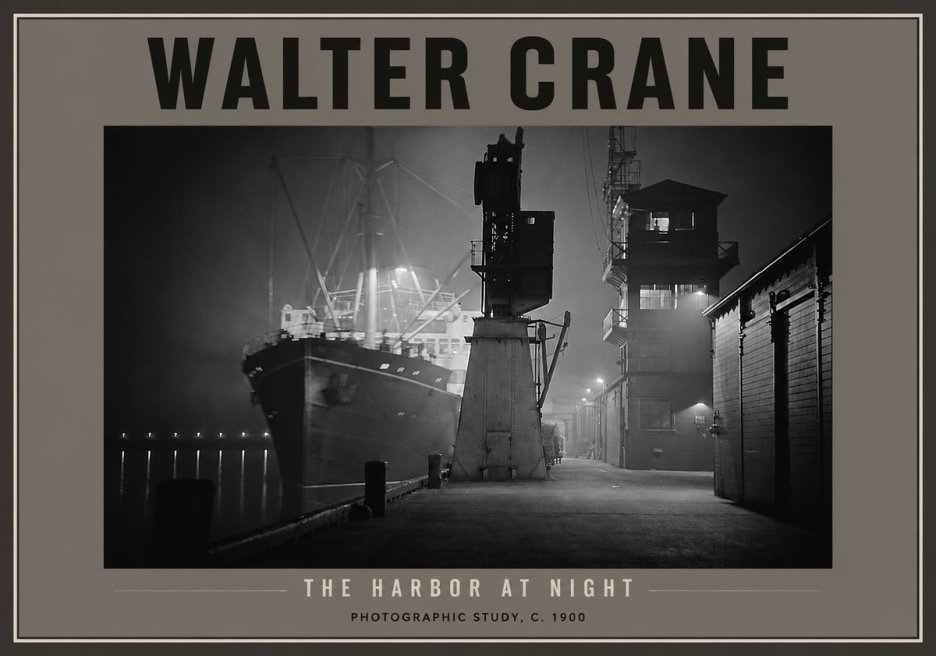 Walter Crane The Harbor at Night No4 - Juliste