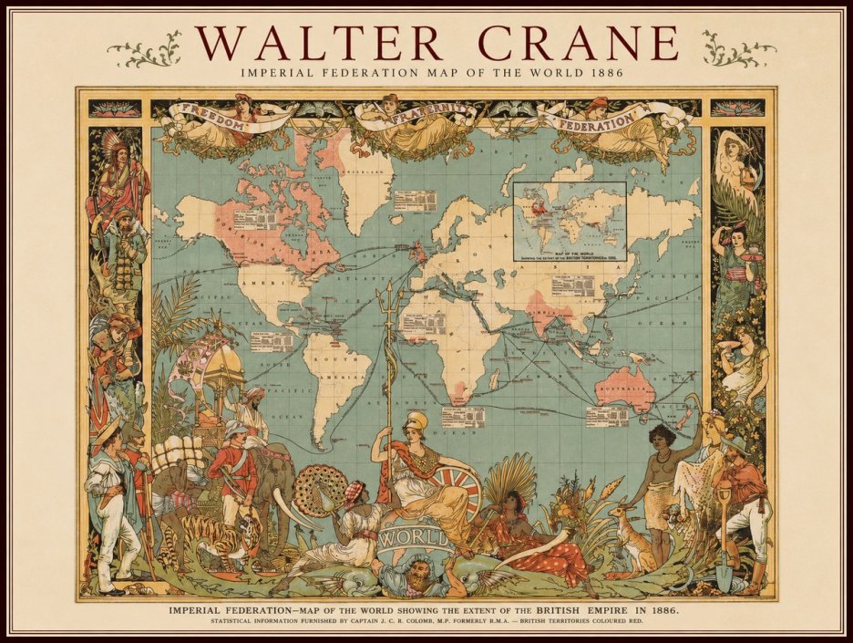 Walter Crane Imperial Federation Map of the World 1886 No1 - Juliste