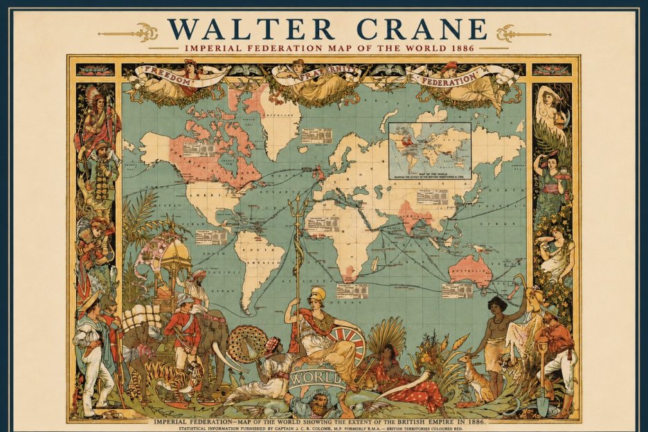 Walter Crane Imperial Federation Map of the World 1886 No2 - Juliste