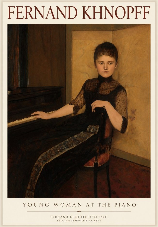 Fernand Khnopff The Piano, 1889 No4 - Juliste