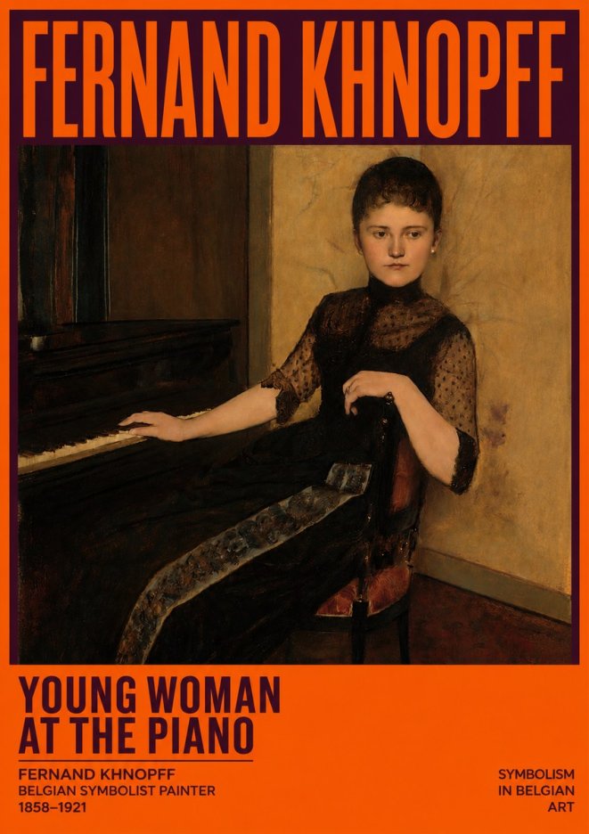 Fernand Khnopff The Piano, 1889 No5 - Juliste