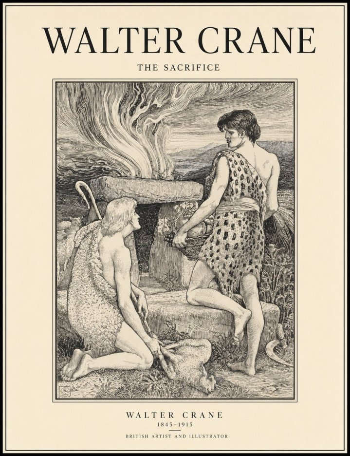 Walter Crane The Sacrifice No1 - Juliste
