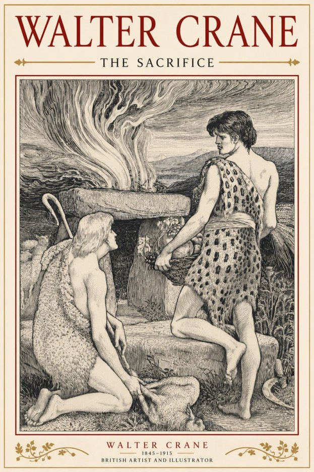 Walter Crane The Sacrifice No3 - Juliste