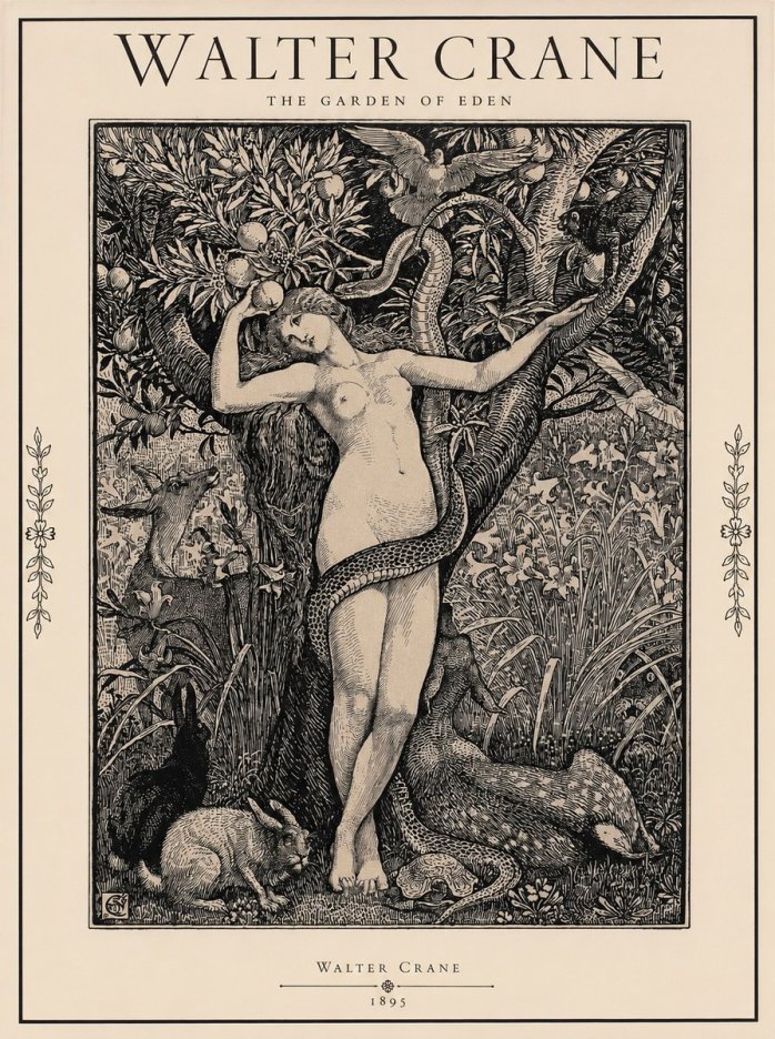 Walter Crane The Garden of Eden No1 - Juliste