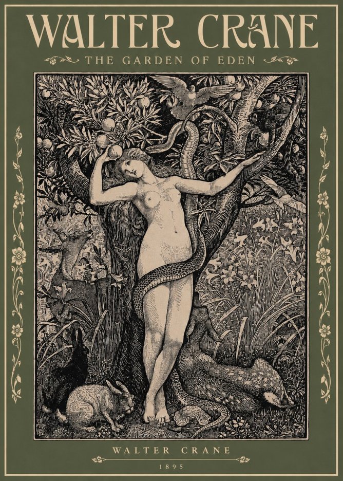 Walter Crane The Garden of Eden No2 - Juliste
