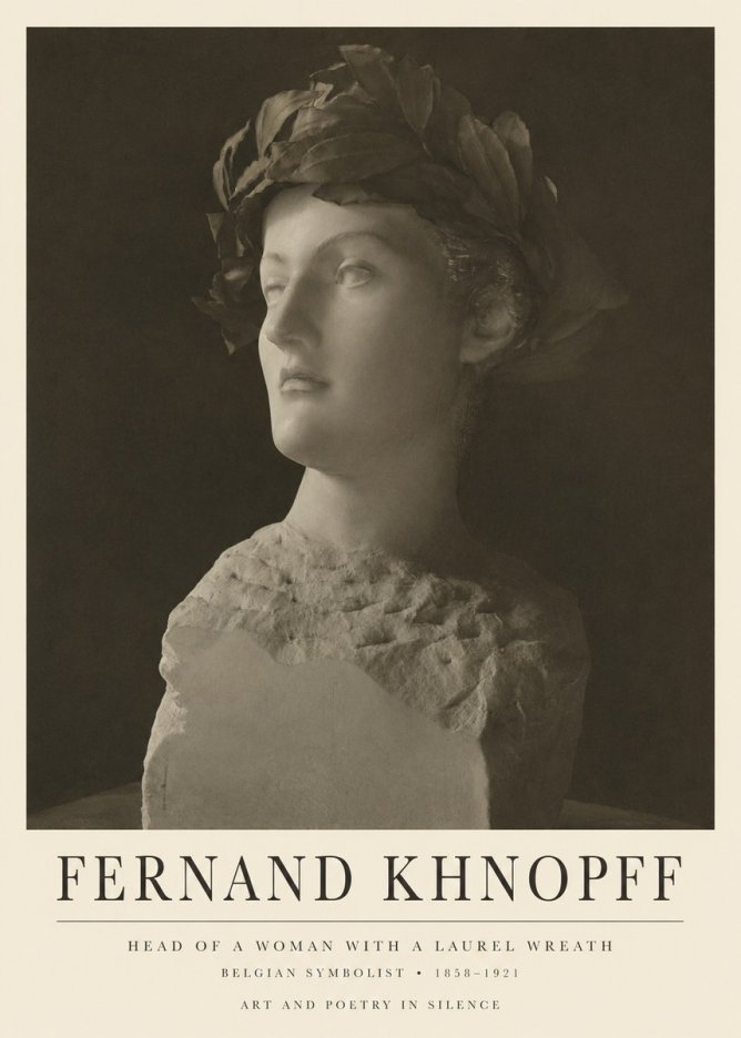 Fernand Khnopff Study for a Laurelled Head No6 - Juliste