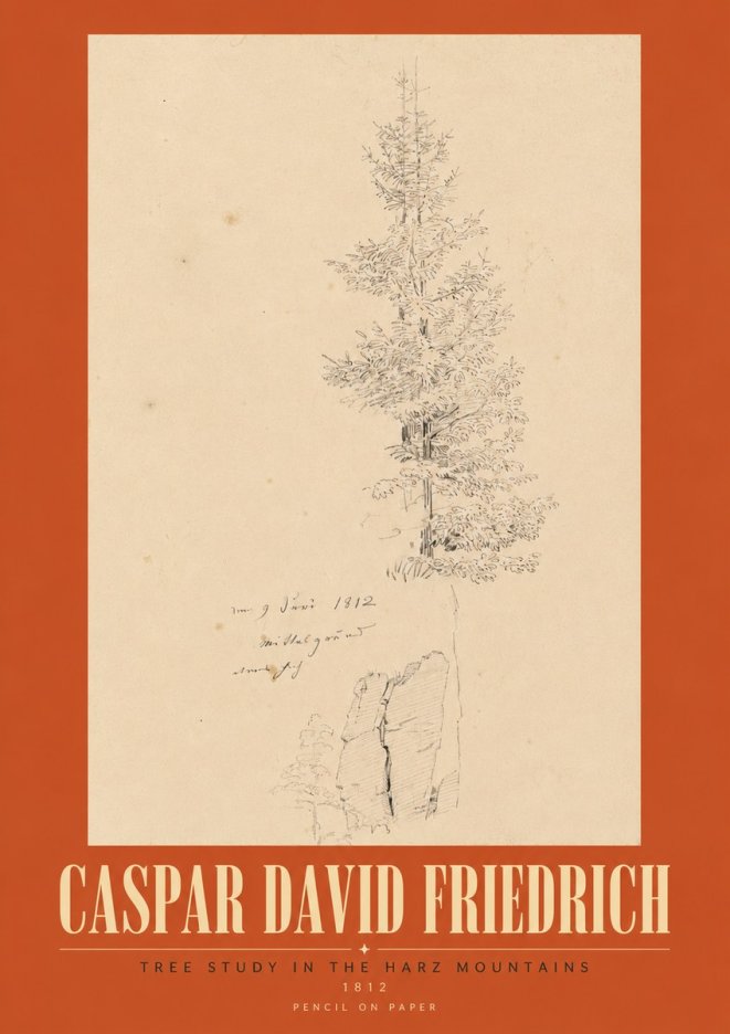 Caspar David Friedrich Tree Study in the Harz Mountains No3 - Juliste