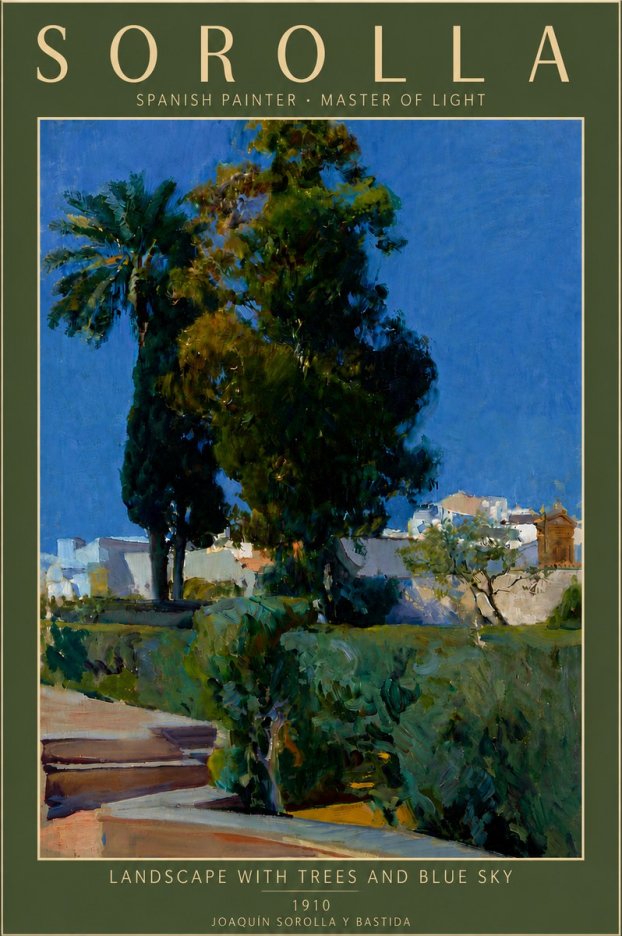 Sorolla Landscape with Trees and Blue Sky No6 - Juliste